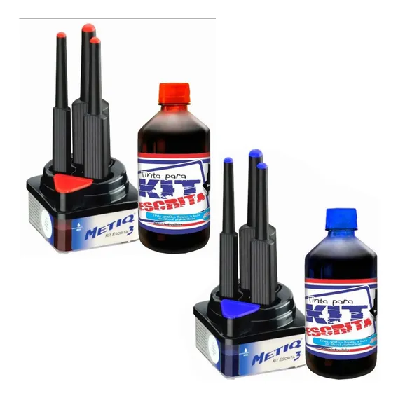 2 Kit Metiq 3 Pincéis Escrita P/ Cartaz 2 Tintas Alcolor Ña Foto 1