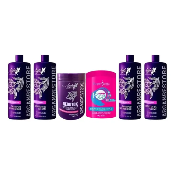 2 Kit Selagem Argan Restore + Btx + Mascara Desarma Fios 1kg Foto 1
