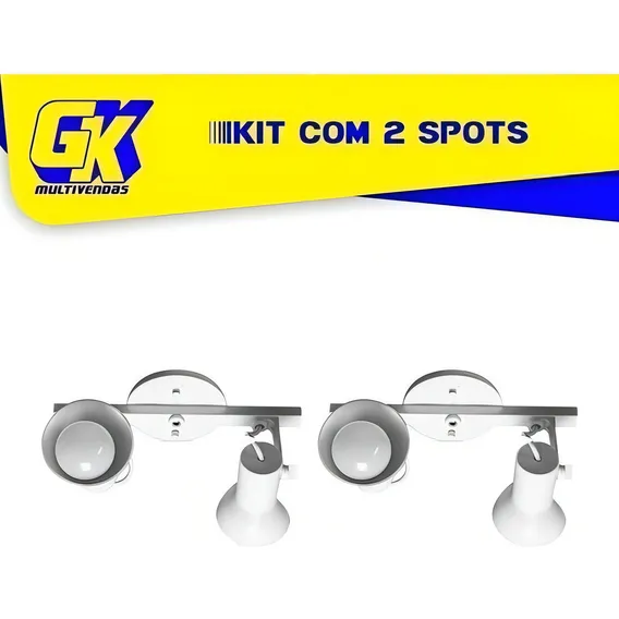 2 Kit Spot Trilho Duplo Branco Direcionável E27 Ideal Praia Foto 1