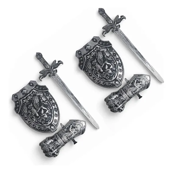 2 Kits Medieval Espada Manopla Escudo Grifo Infantil Jr0955 Foto 1