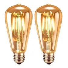 2 Lâmpadas Led St64 Retrô Decorativa Vintage Filamento Âmbar Foto mini 1