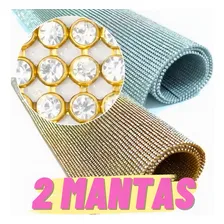 2 Manta De Strass Cristal Cor Dourada E Prata Termocolante Foto mini 1
