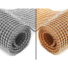 2 Mantas De Strass Prata E Dourada 45x120 Cada Foto mini 1