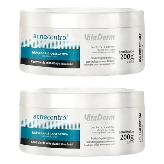2 Máscara Biossecativa 200g Vita Derm Controle De Oleosidade Foto 1