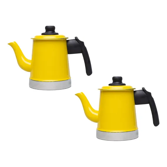 2 Mini Bules Amarelos - P/ Fazer Chá, Café, Leite - 650 Foto 1