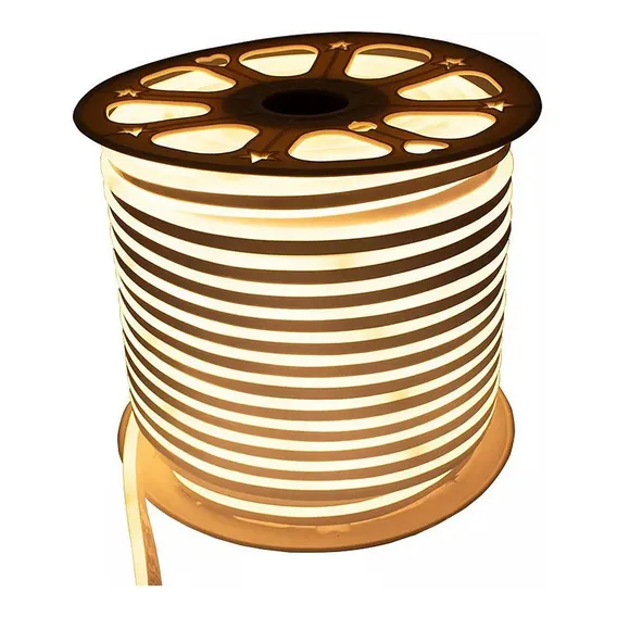2 Mt Mangueira Led Neon 110v Flexível Amarelo + Conector Luz Branco-quente 127v Foto 1