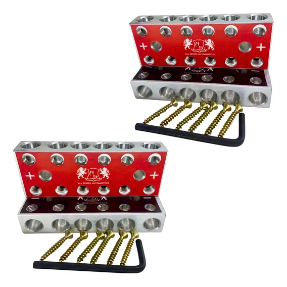 2 Pares Bloco Distribuidor Aluminio 6x6 12 Vias Barramento Foto 1