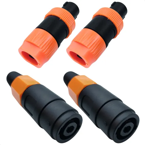 2 Pares Conector Plug Speakon Macho E Fêmea 4 Polos Automotivo Conectores Plug Painel 4 Vias Plugue Conector Plástico Foto 1