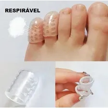 2 Pares Protetor Separador Dedo Pé Silicone Anti Calos Bolha Cor Transparente Liso Furadinho Foto mini 4