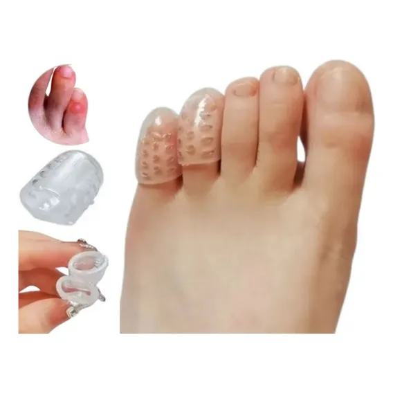 2 Pares Protetor Separador Dedo Pé Silicone Anti Calos Bolha Cor Transparente Liso Furadinho Foto 1