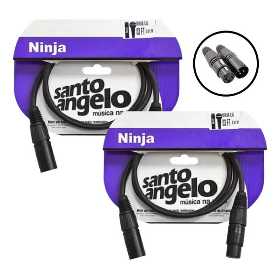 2 Pcs Cabo Santo Angelo Ninja Lw 0,91m Microfone Patch Foto 1