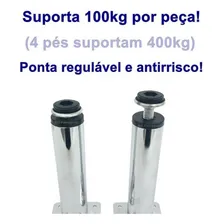 2 Pé Para Móveis Armários Redondo Cromado 20cm Regulável Aço Foto mini 3