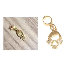 2 Pingente Berloque Casal Menina Menino Filho Filha Folheado Cor Dourado Foto mini 1
