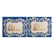 2 Placas Cerimoniais Casamento Cadeiras Noivos Ele É Ela É Foto mini 1