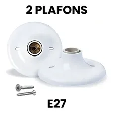 2 Plafon Simples Suporte Lâmpadas Bocal Cerâmico E27 Foto mini 2