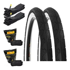 2 Pneu Kenda Faixa Branca Slick 26 + 2 Câmaras Pirelli Cor Preto/Branco Foto mini 1
