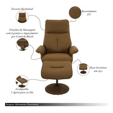 2 Poltronas Massagem Reclinável Apoio Pés Pu Caramelo Foto mini  3