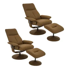 2 Poltronas Massagem Reclinável Apoio Pés Pu Caramelo Foto  mini 1