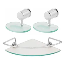 2 Porta Shampoo Canto Banheiro + 2 Saboneteiras Lavabo Luxo Foto  mini 1