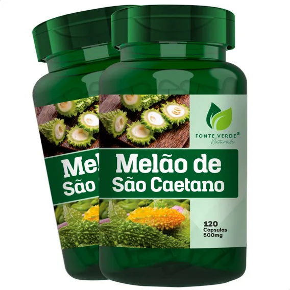 2 Potes Melão De São Caetano Puro 100% Natural Kit 240 Cáps Sabor Sem Sabor Foto 1
