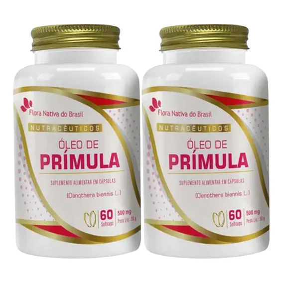 2 Potes Ă“leo De PrĂmula 60 Cápsulas Sabor Sem Foto 1