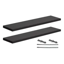 2 Prateleiras Com Suporte Fixação Em Mdf 15mm Preto 20x80cm Foto mini 1