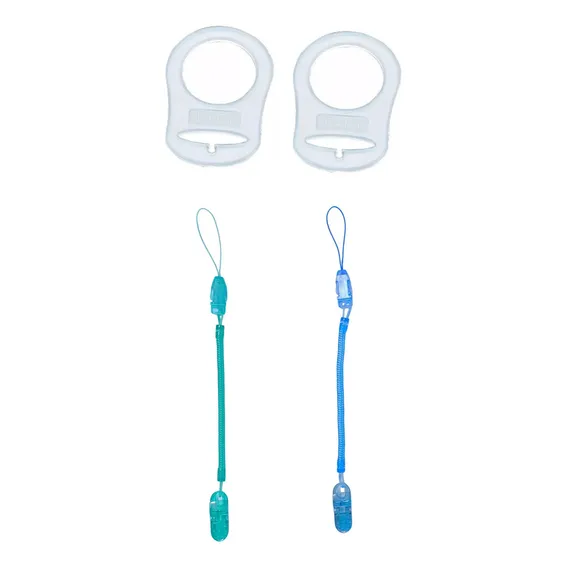 2 Prendedor Chupeta Mola + 2 Anel Adaptador Para Chupeta Mam Nuk - Alk Baby Foto 1
