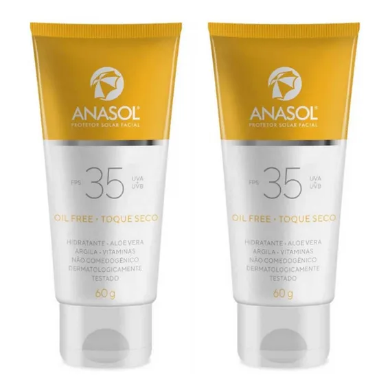 2 Protetor Solar Facial Fps35 Toque Seco 60g - Anasol Foto 1