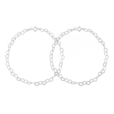 2 Pulseiras Feminina Elo Coração Em Prata 925 Comprimento 19 Cm Cor Prateado Diâmetro 19 Foto  mini 1
