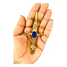 2 Punhal Cigano Dourado Pedra Azul Athame Wicca 10cm Foto mini 4