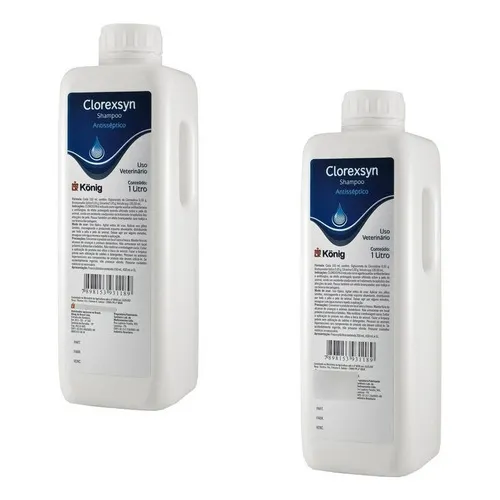 2 Shampoo Clorexsyn 1 Litro Antisséptico Cães/gatos - Konig Foto 1