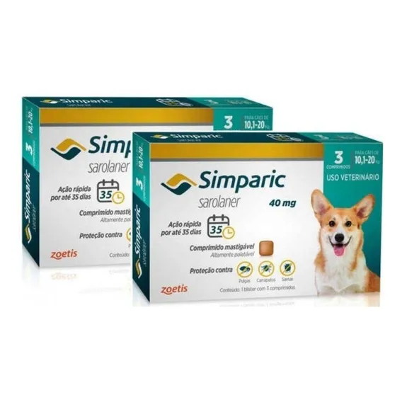 2 Simparic 40 Mg 2 Caixas 6 Comprimidos CĂŁes De 10,1 A 20kg Foto 1