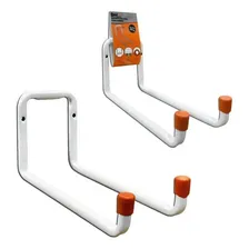 2 Suporte Aço Multiuso 20kg Parede Bike Mangueira Escada Cor Branco Foto  mini 1