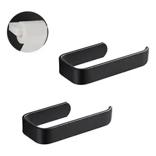 2 Suportes Porta Papel Higiênico Banheiro Parede Azulejo 3m Cor Preto Foto  mini 1