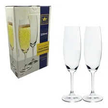 2 Taças Cristal Titanium Champanhe 220ml Bohemia Espumante Foto  mini 1