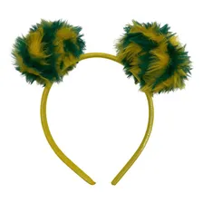 2 Tiaras Pompom Infantil Encapadas Verde E Amarelo Brasil Foto mini 3