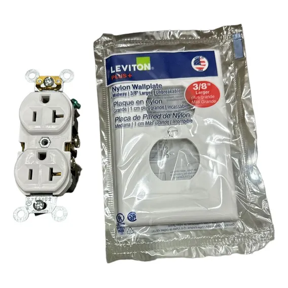 2 Tomadas Padrão Americano 20 Amp - Kit 4x2 Com Espelho Cor Branca Foto 1