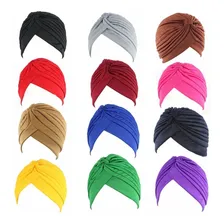 2 Turbante Indiano Feminino Cores De Atacado Cor Cores Variadas Desenho Do Tecido Liso Foto mini 3