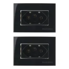 2 Unid. Tomada Para Moveis Mdf 2p T Preta 20a 250v Nbr 14136 Cor Preto Foto mini 1