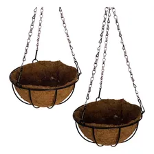 2 Vasos De Fibra De Coco 35cm Plantas Suspenso Com Corrente Foto mini 1