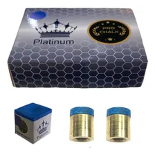 2 Virolas De Metal Com Sola De Couro + 1 Giz Bilhar Sinuca Cor Azul Foto mini 1