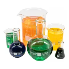 2 X Balão Fundo Chato Plano Vidro 250ml Vidro Laboratório Foto mini 2