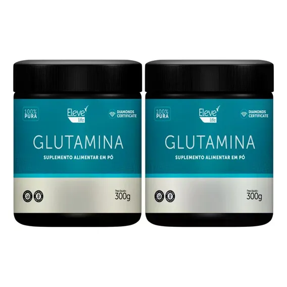 2 X Glutamina 300g 100% Pura - Sem Acucar E Sem Gluten Eleve Foto 1