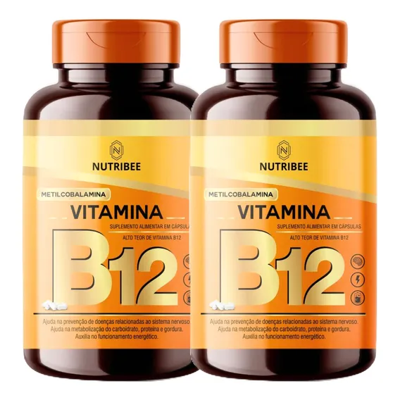 2 X Vitamina B12 Metilcobalamina 500mg 120 Cápsulas Alto Teor de Vitamina B12 Foto 1