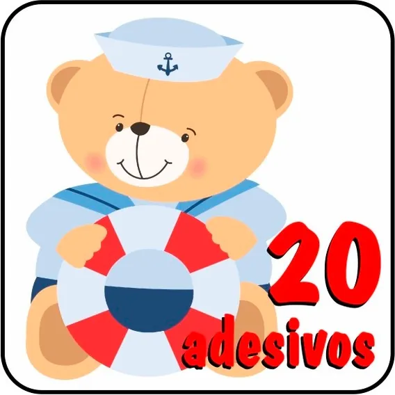 20 Adesivos Urso Marinheiro - Parede, Móveis, Aniversário Cor Colorido Foto 1