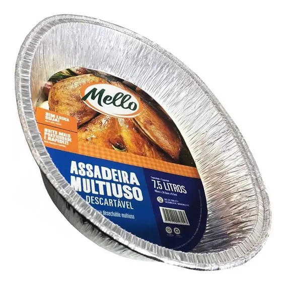 20 Assadeira De AlumÃnio Oval Grande 7,5 Litros Mello (1cx) Cor Prateado Foto 1