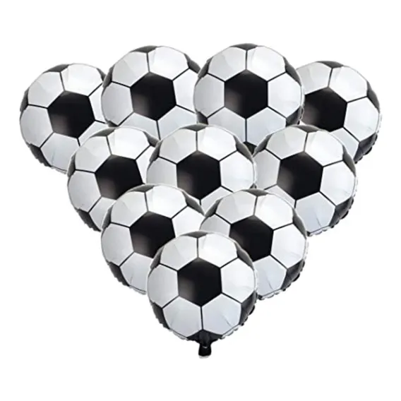 20 Balão Bola Futebol Metalizado 22cm Centro Mesa + Varetas Foto 1