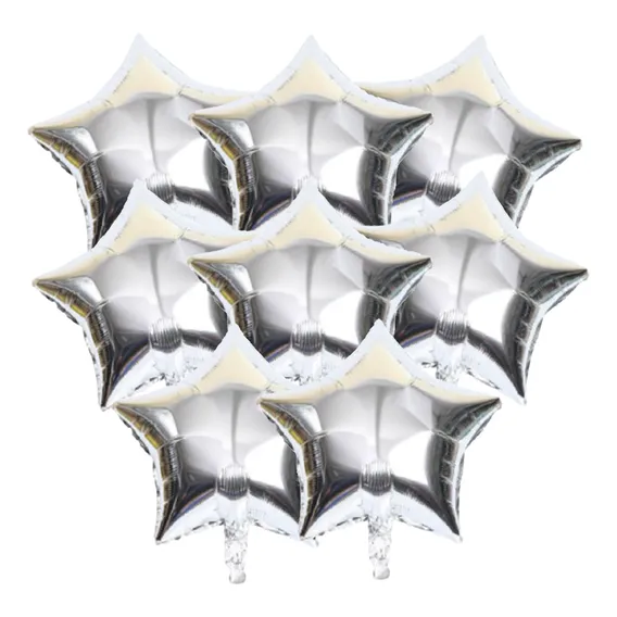20 Balão Metalizado Estrela Prata 18 Polegadas 45cm Foto 1