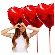 20 balões em formato de coração para decoração em vermelho com barra metálica Foto mini 3