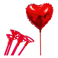 20 balões em formato de coração para decoração em vermelho com barra metálica Foto mini 4